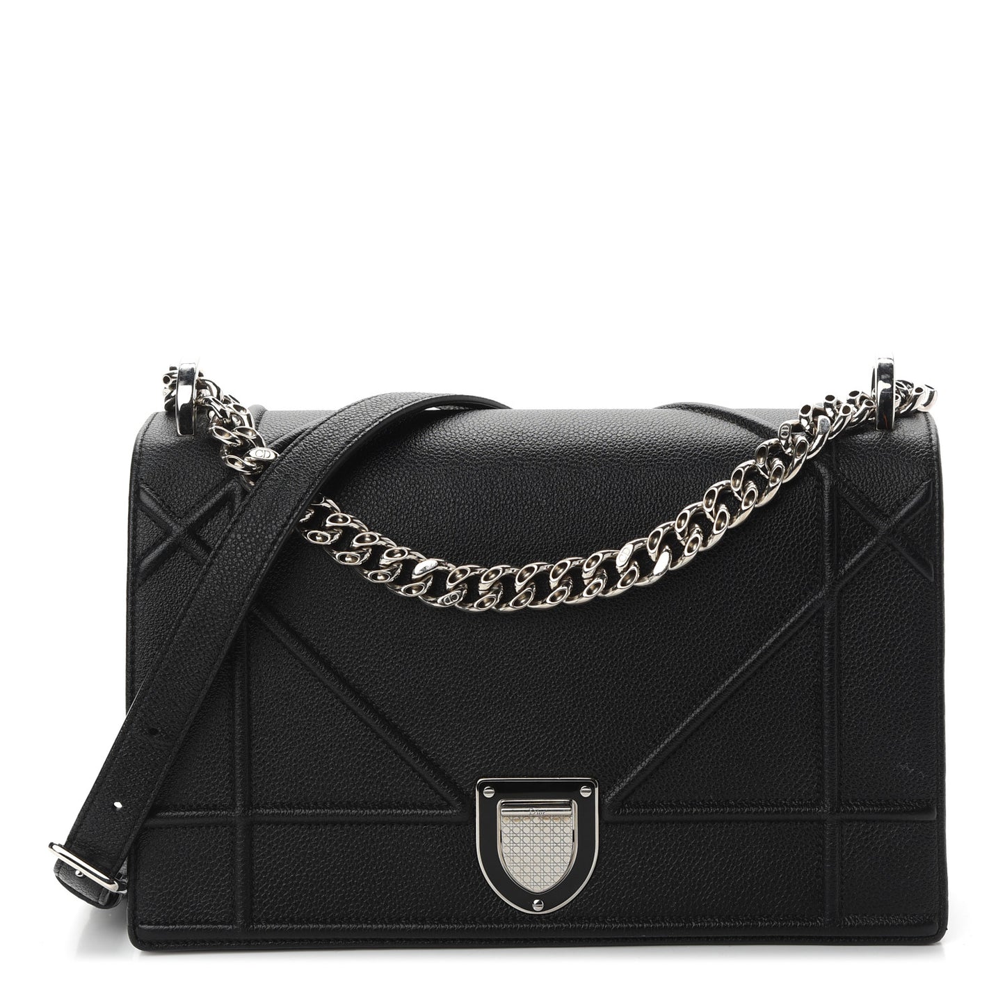 Grained Calfskin Medium Diorama Flap Bag Black