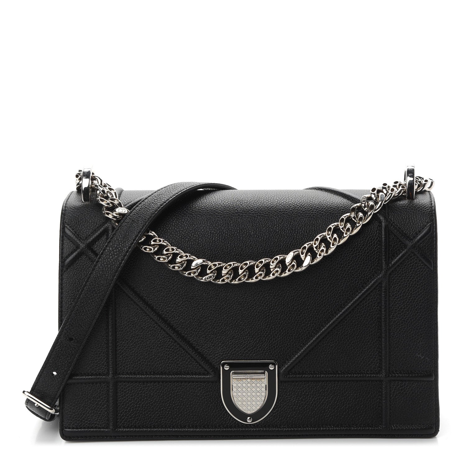 Christian Dior Grained Calfskin Medium Diorama Flap Bag Black 1 of 9
