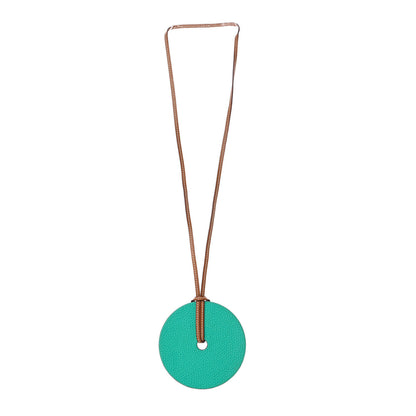 Hermes Togo Epsom Rond GM Petit H Necklace Bleu Paon Orange 3 of 5