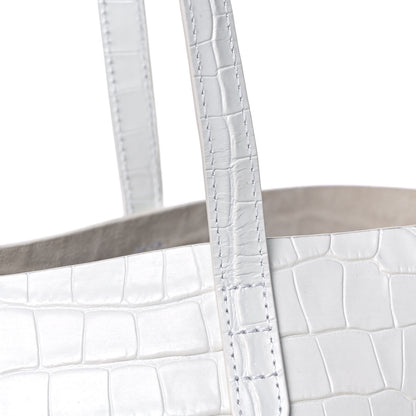Mansur Gavriel Calfskin Crocodile Embossed Large Shopping Tote White 12 of 12