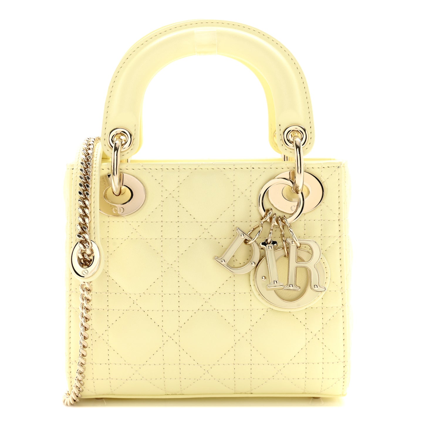 Lambskin Cannage Mini Lady Dior Soft Yellow