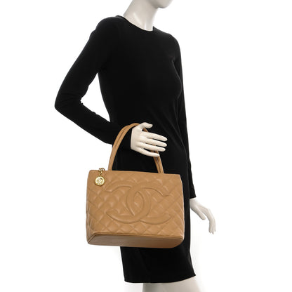 Chanel Caviar Quilted Medallion Tote Beige 2 of 7