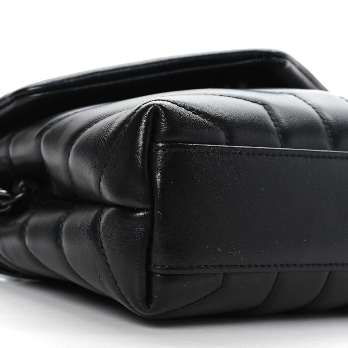 Calfskin Y Quilted Monogram Monochrome Toy Loulou Crossbody Bag Black