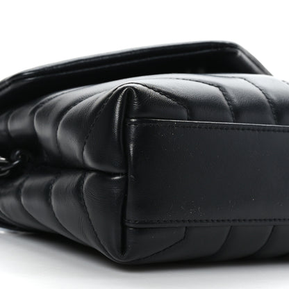 Saint Laurent Calfskin Y Quilted Monogram Monochrome Toy Loulou Crossbody Bag Black 8 of 9