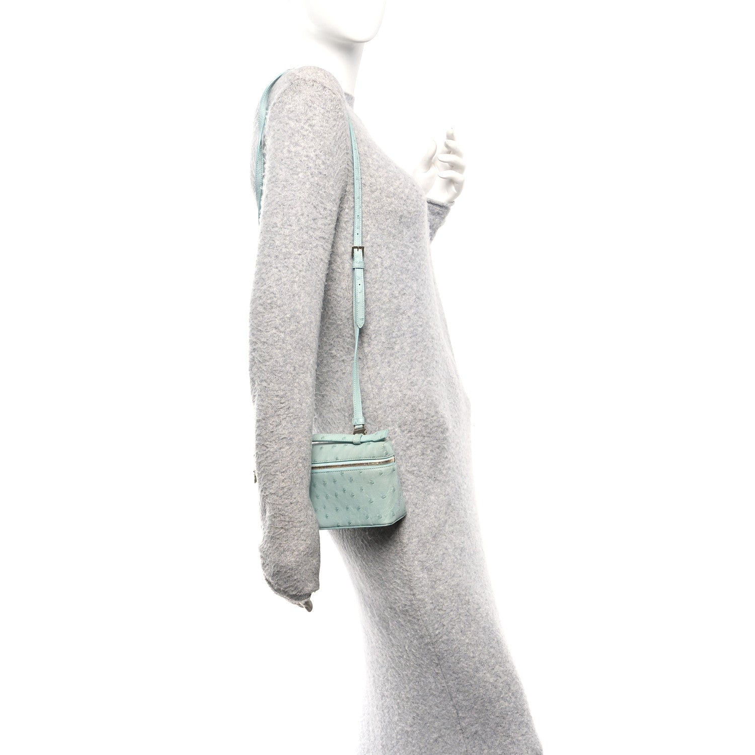 Loro Piana Ostrich L19 Extra Pocket Pouch Light Blue 2 of 9