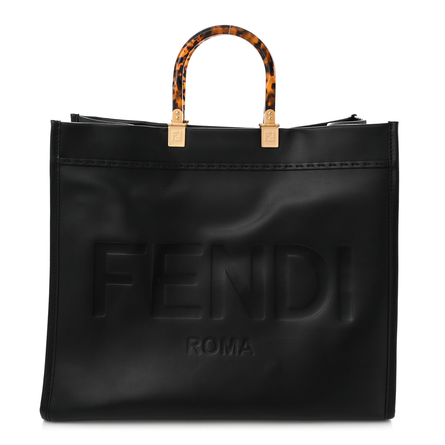 Vitello King Plexiglass Large Fendi Sunshine Shopper Tote Black