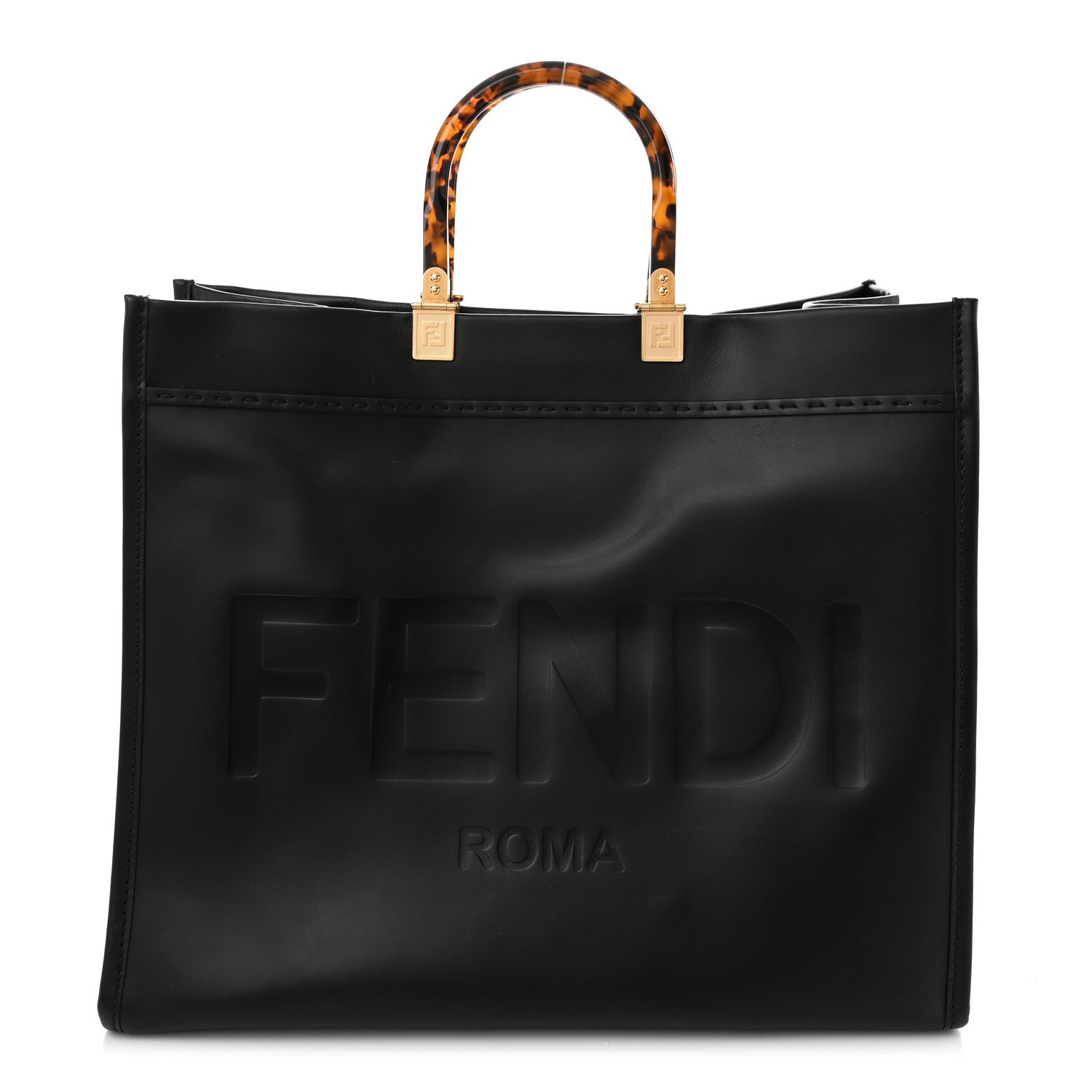 Fendi Vitello King Plexiglass Large Fendi Sunshine Shopper Tote Black 1 of 9