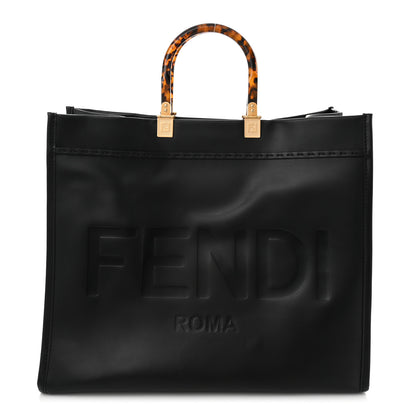 Fendi Vitello King Plexiglass Large Fendi Sunshine Shopper Tote Black 1 of 9