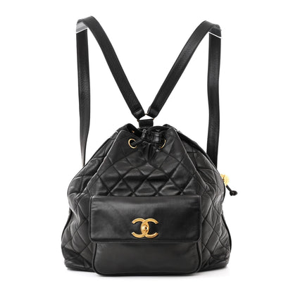 Chanel Lambskin Quilted Drawstring Backpack Black 1 of 18