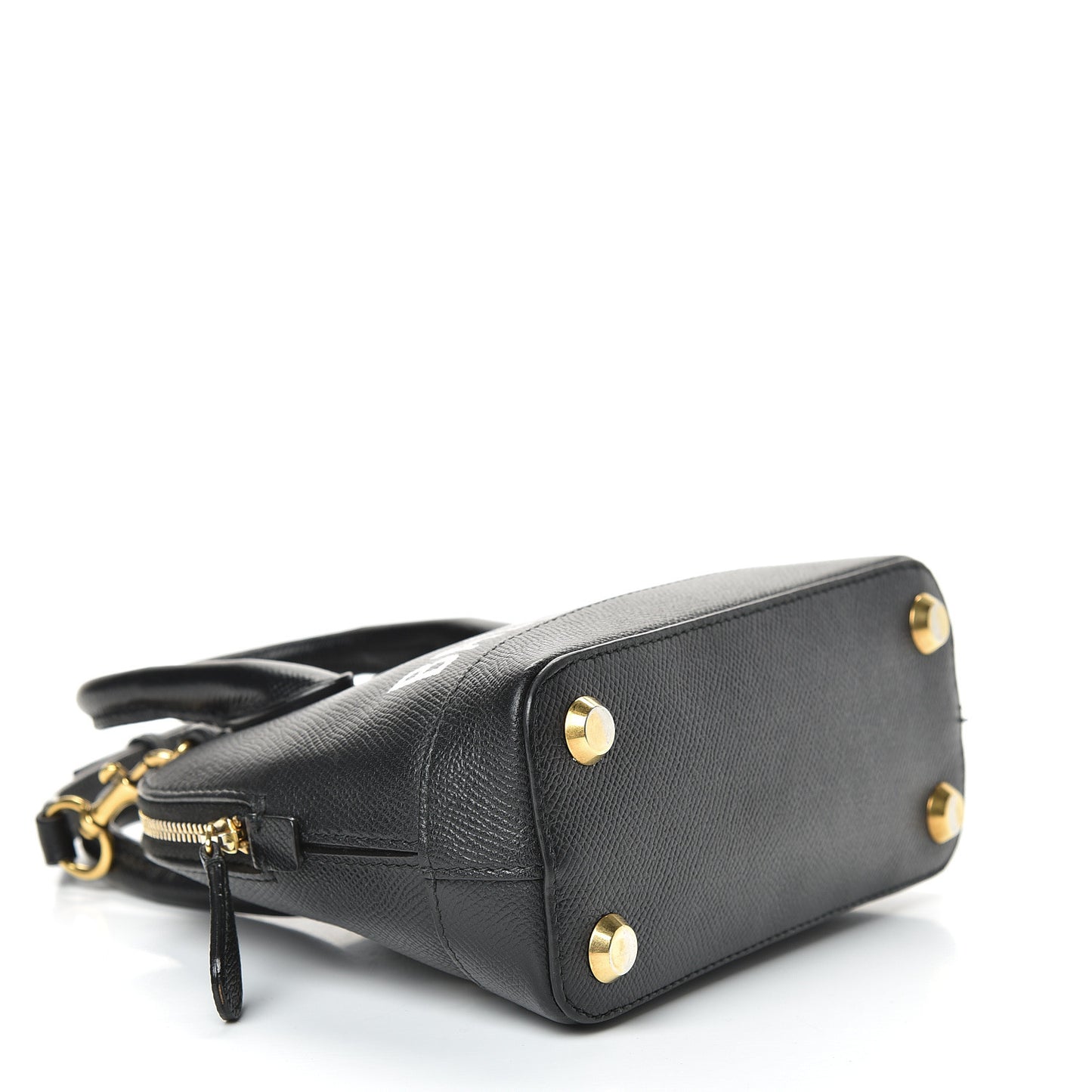 Signature Grained Calfskin XXS Ville Top Handle Bag Black White