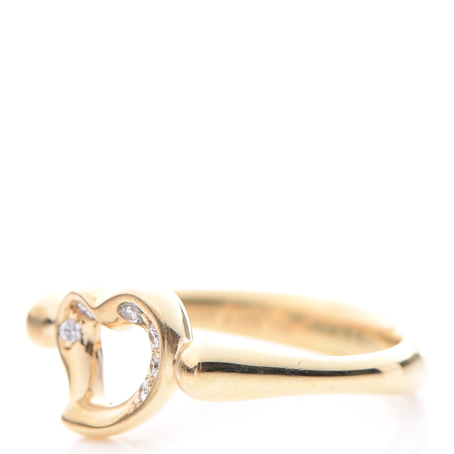 18K Yellow Gold Diamond Elsa Peretti Open Heart Ring 5
