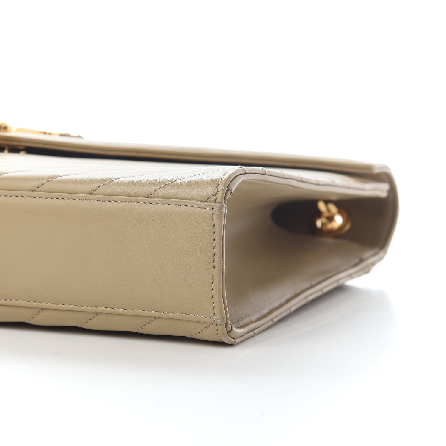 Saint Laurent Lambskin Matelasse Chevron Large Monogram Satchel Beige 11 of 13