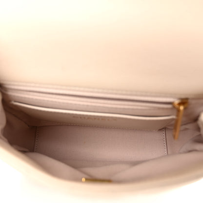 Chanel Shiny Caviar Quilted Mini Top Handle Flap Ecru 5 of 11