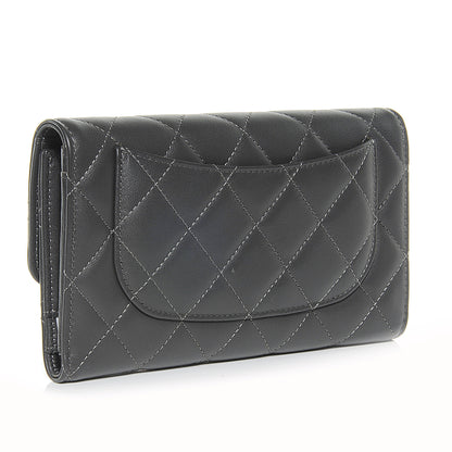Chanel Lambskin Quilted Large Flap Wallet Dark Grey 3 of 8