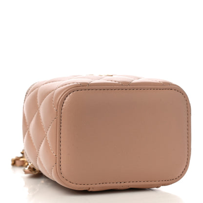 Chanel Lambskin Quilted Top Handle Mini Vanity Case With Chain Beige 4 of 11