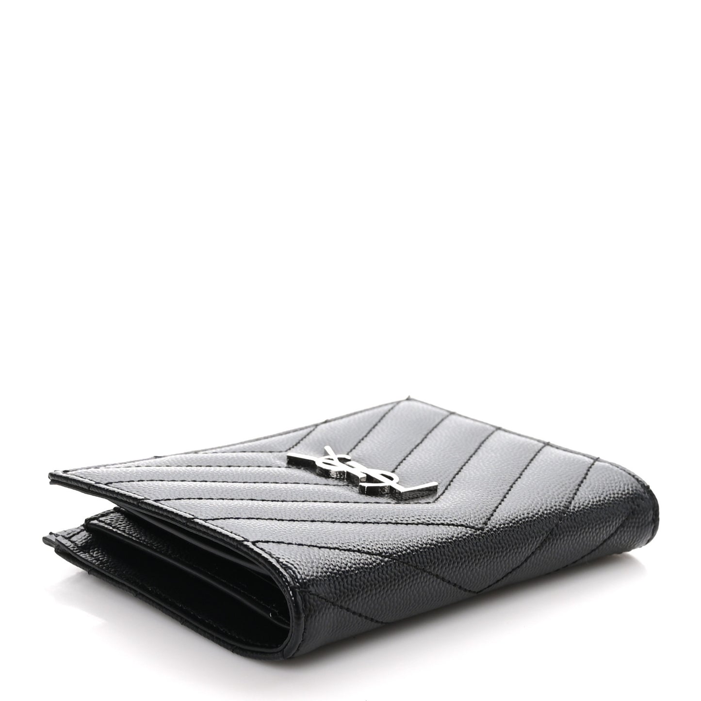 Grain De Poudre Matelasse Chevron Cassandre Fragments Zippered Bi-Fold Wallet Black