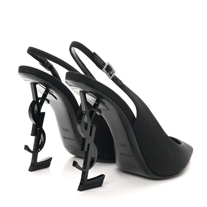Saint Laurent Crepe Satin Crystal Opyum 110 Slingback Pump 39.5 Black 5 of 9