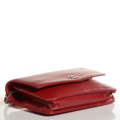 Chanel Caviar Sevruga Wallet on Chain WOC Red 4 of 8