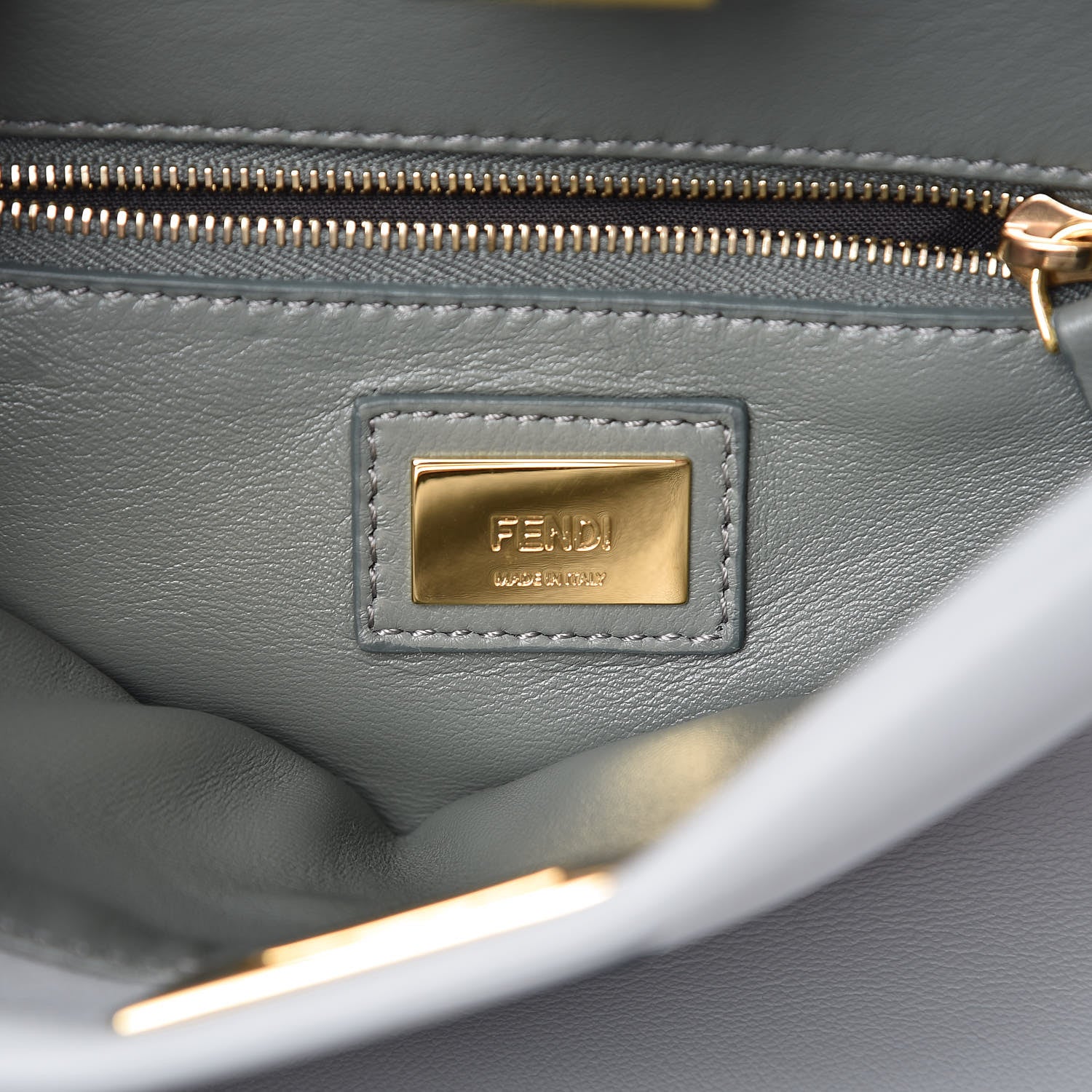 Fendi Nappa Colorblock Mini Peekaboo Iconic Satchel Grigio Perla Peonia Alga 7 of 10