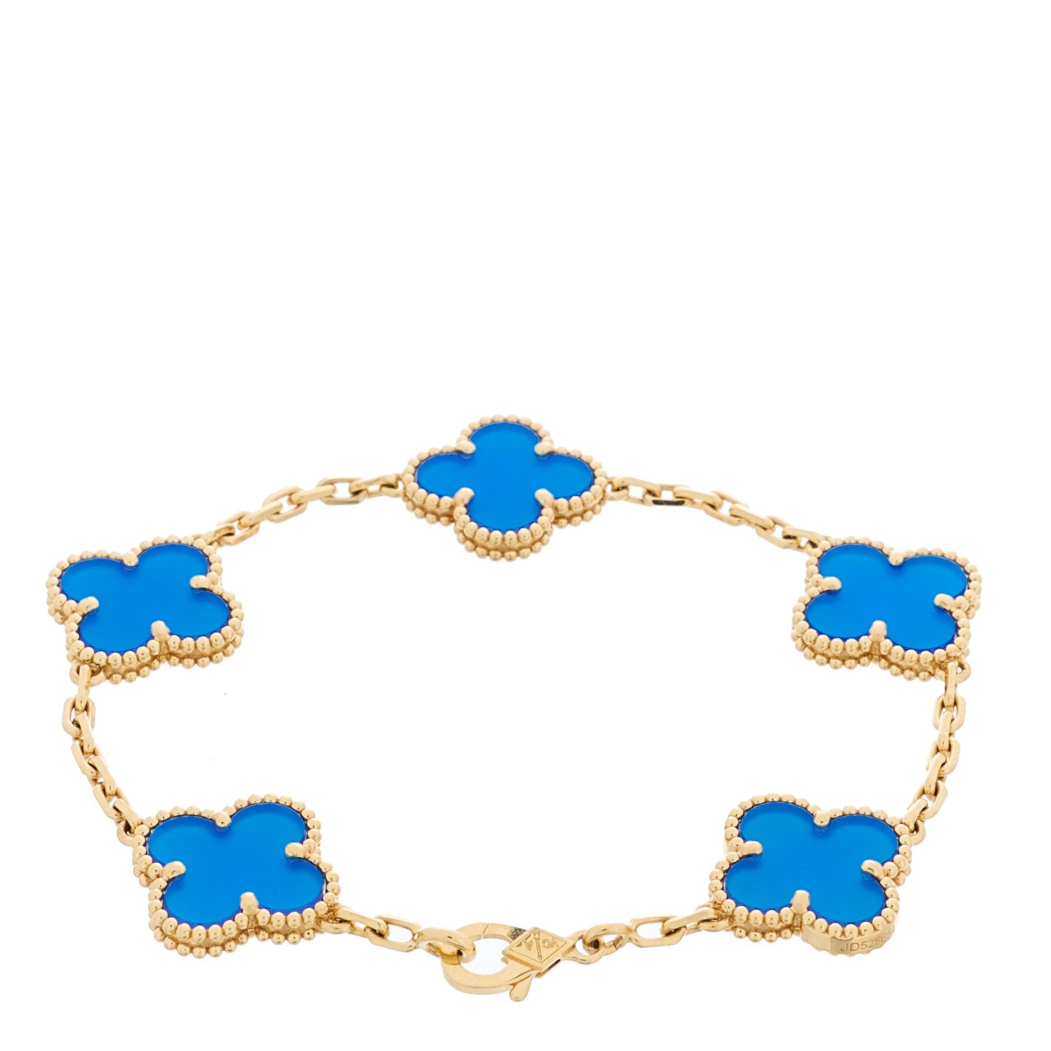 Van Cleef & Arpels 18K Yellow Gold Blue Agate 5 Motifs Vintage Alhambra Bracelet 3 of 9
