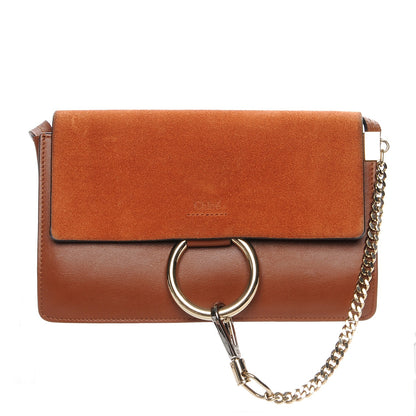 Chloe Suede Calfskin Small Faye Shoulder Bag Tobacco 1 of 12