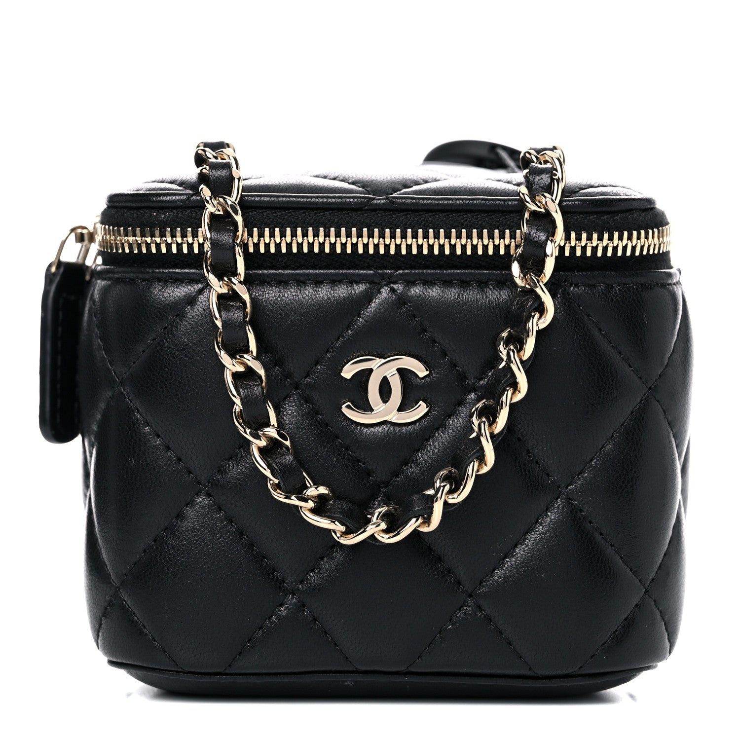 Chanel Lambskin Quilted Mini Vanity Case With Chain Black 1 of 11