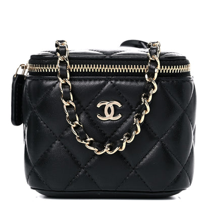 Chanel Lambskin Quilted Mini Vanity Case With Chain Black 1 of 11