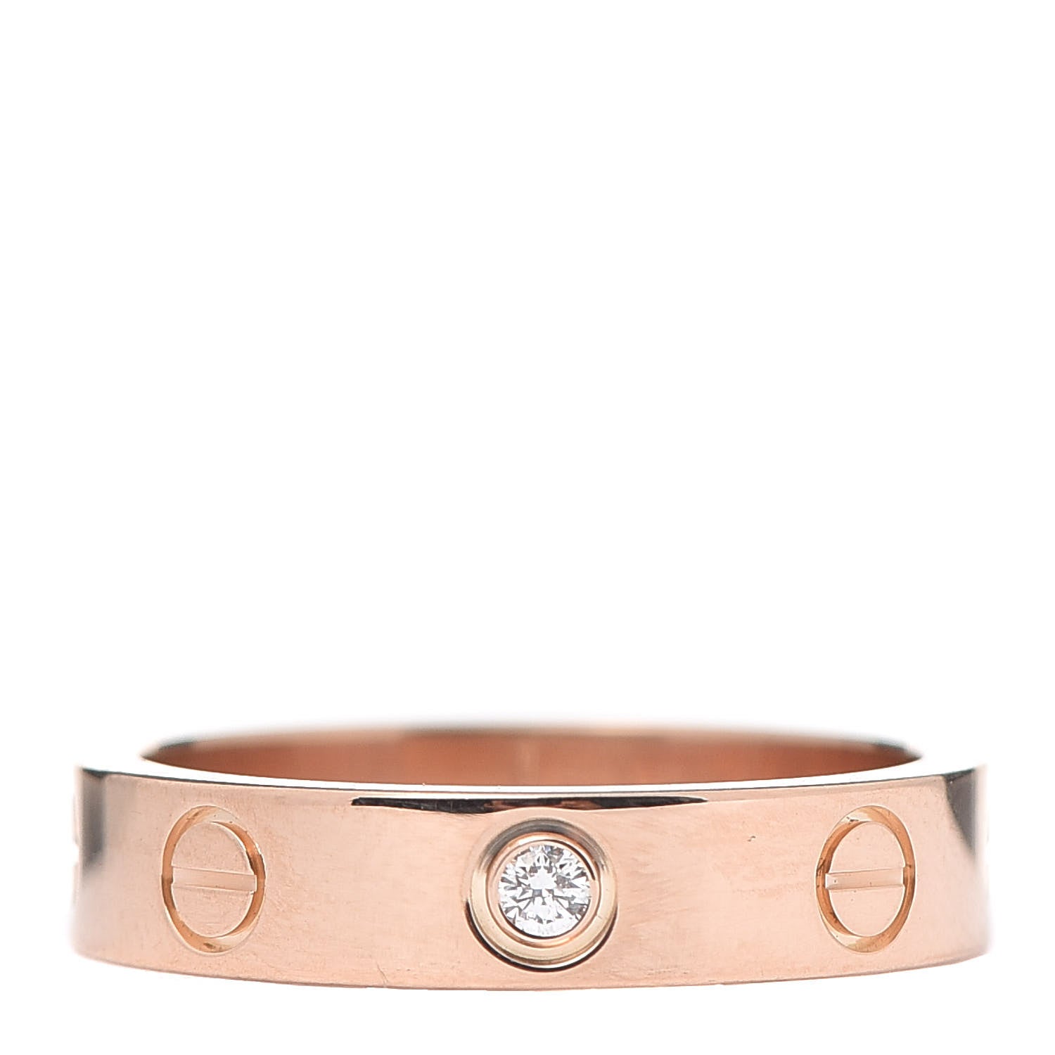Cartier 18K Pink Gold Diamond 4mm LOVE Wedding Band Ring 49 4.75 1 of 5