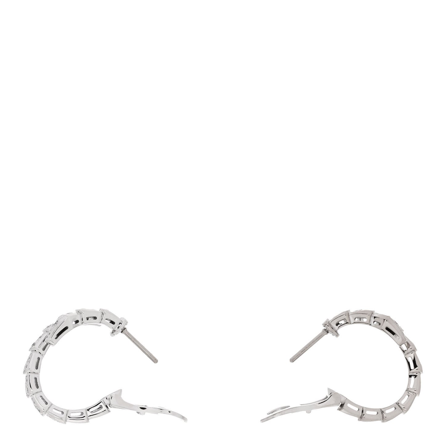 18K White Gold Diamond Serpenti Viper Hoop Pave Earrings