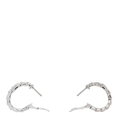 Bulgari 18K White Gold Diamond Serpenti Viper Hoop Pave Earrings 3 of 6