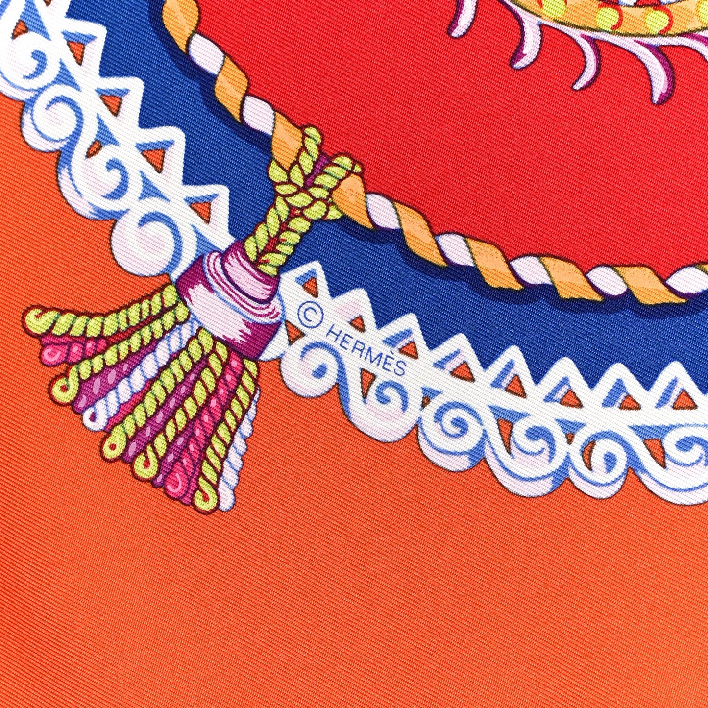 Silk Paperoles Scarf 90 Rouge Orange Bleu Dur