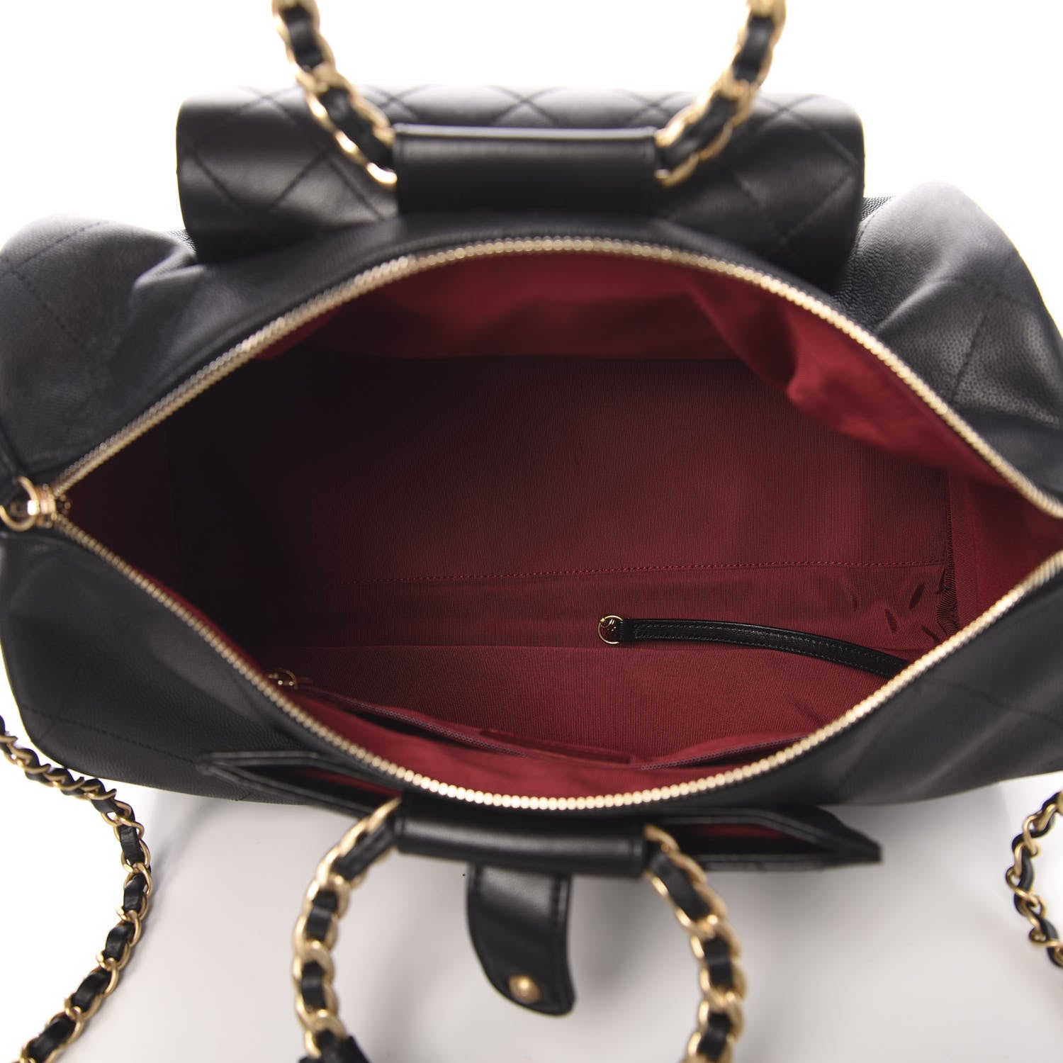 Chanel Grained Calfskin Lambskin Quilted Large Bowling Bag Black 6 of 11