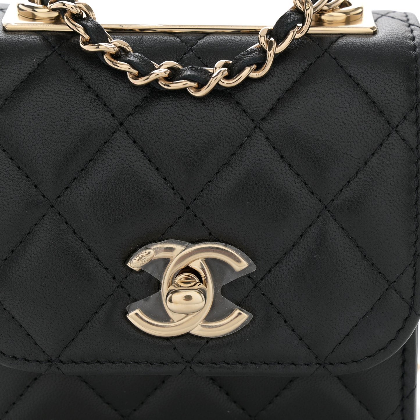 Lambskin Quilted Mini Trendy CC Chain Wallet Black