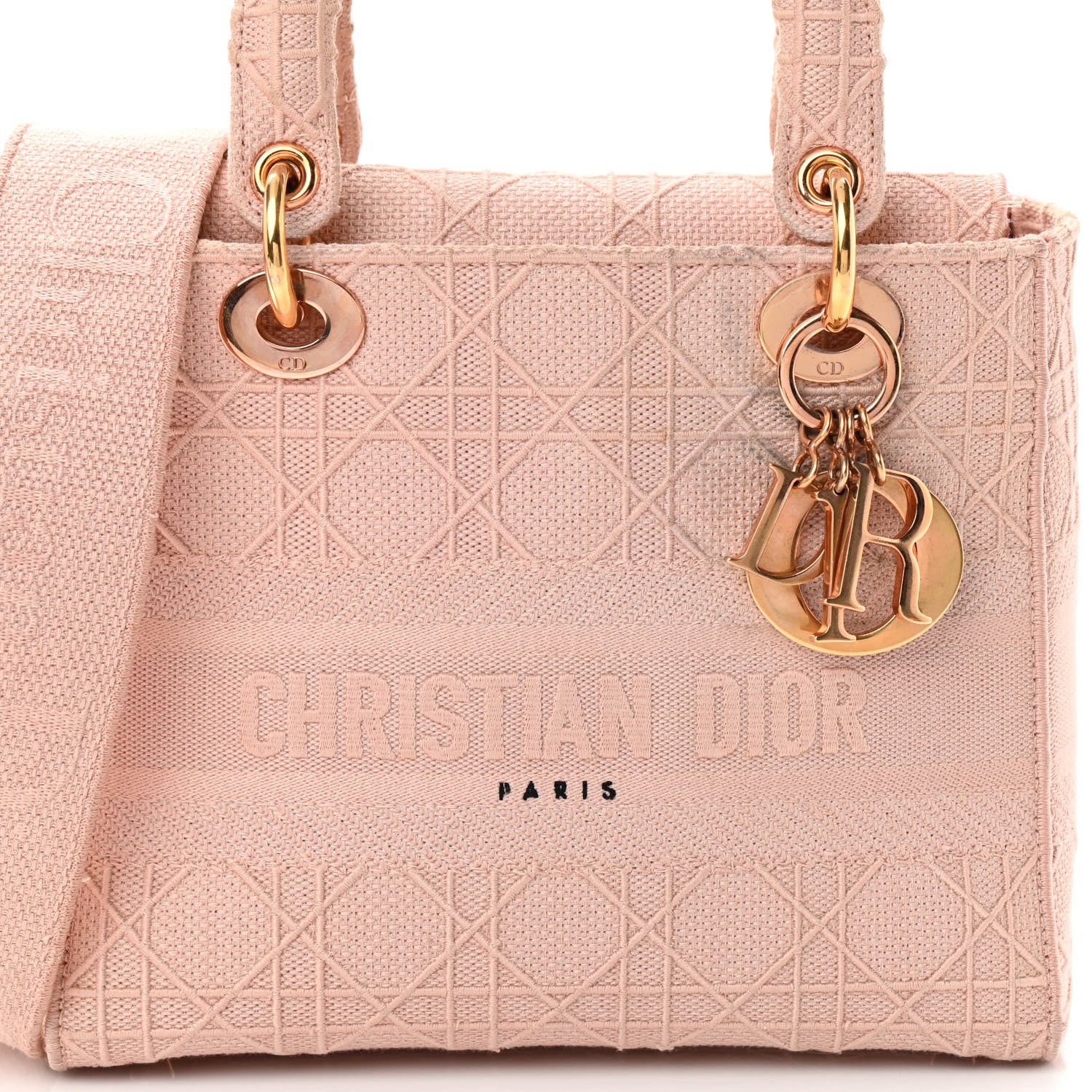 Christian Dior Canvas Embroidered Cannage Medium Lady D-Lite Pink 8 of 16
