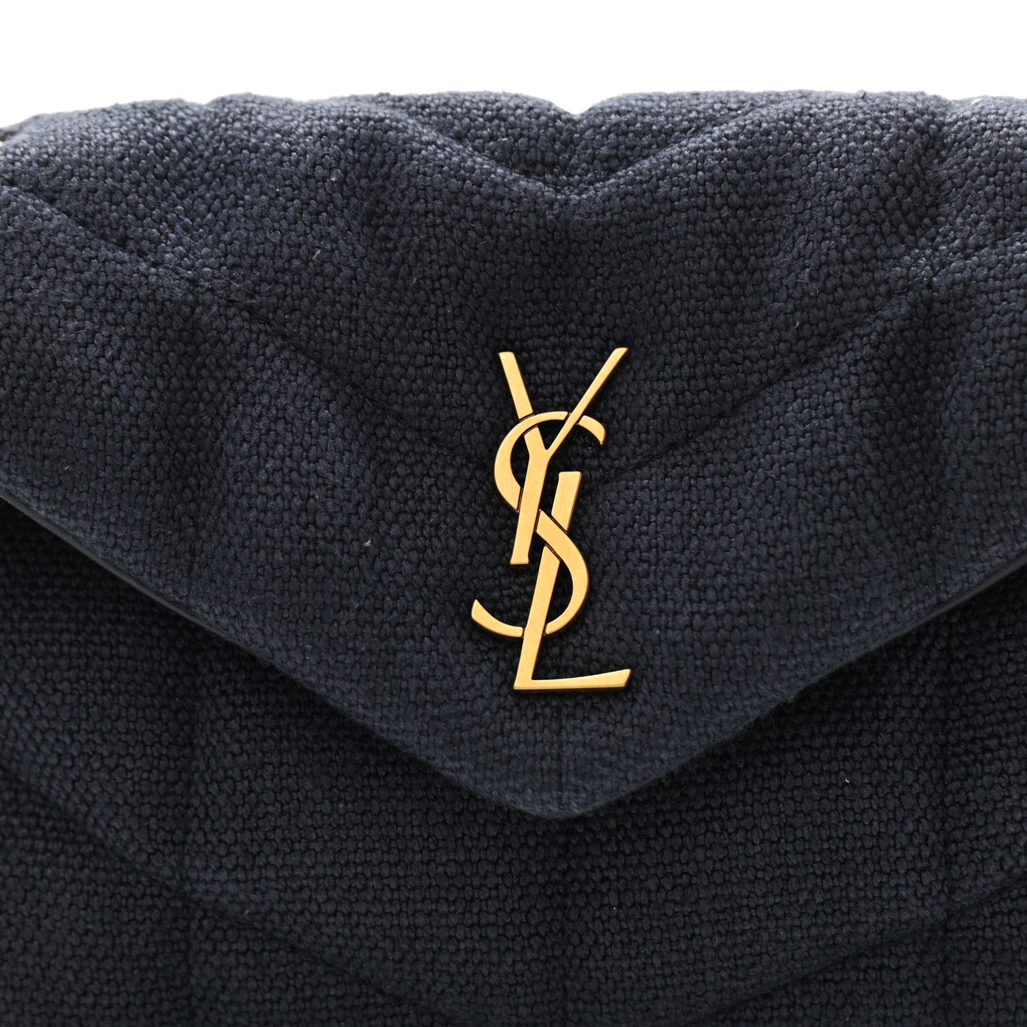 Saint Laurent Canvas Quilted Loulou Puffer Monogram Chain Satchel Marine 9 of 11