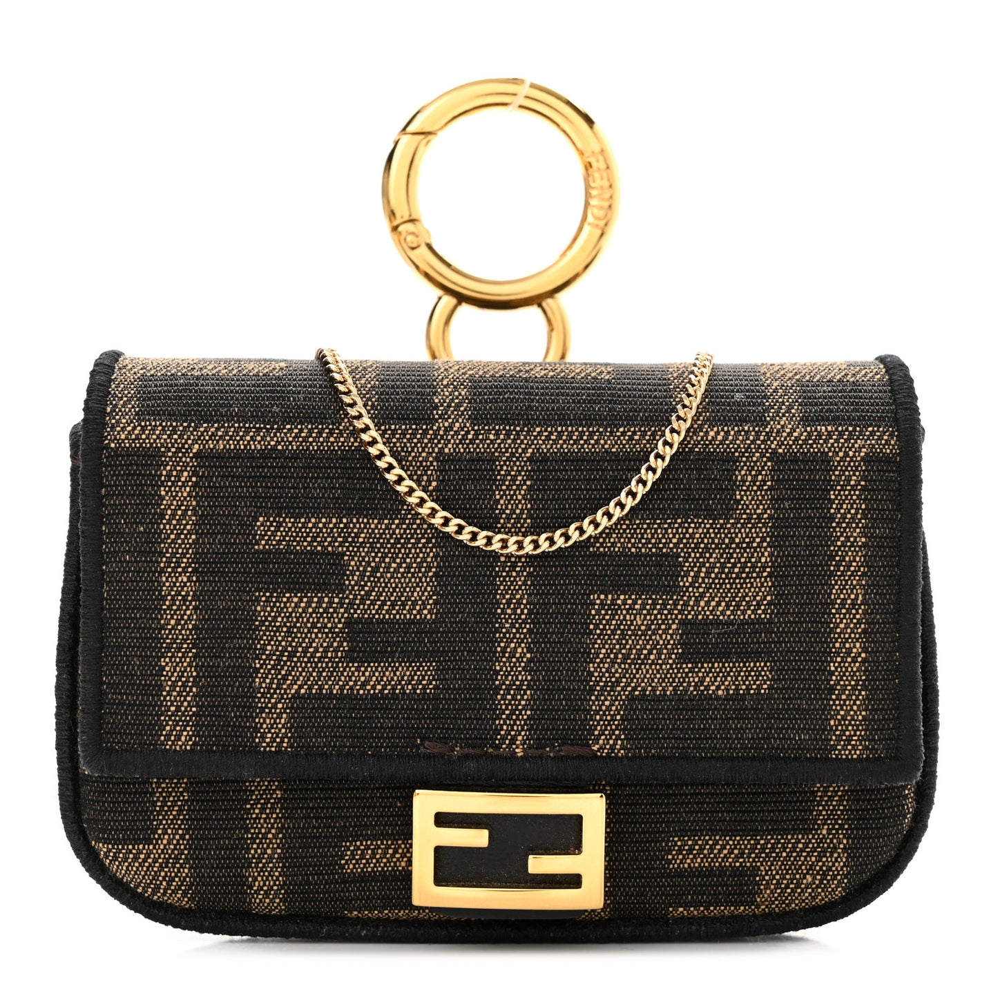 Fabric Jacquard FF 1974 Nano Baguette Charm Tobacco Moro Black