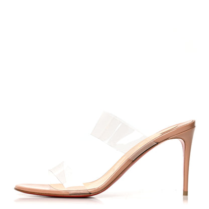 Christian Louboutin Patent PVC Just Nothing 85 Slide Sandals 40.5 Nude 1 of 7