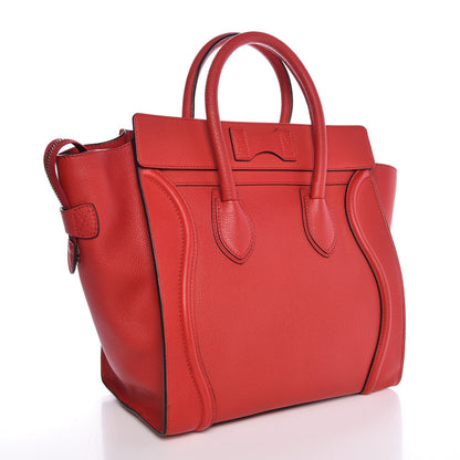 Celine Drummed Calfskin Mini Luggage Coquelicot 3 of 8