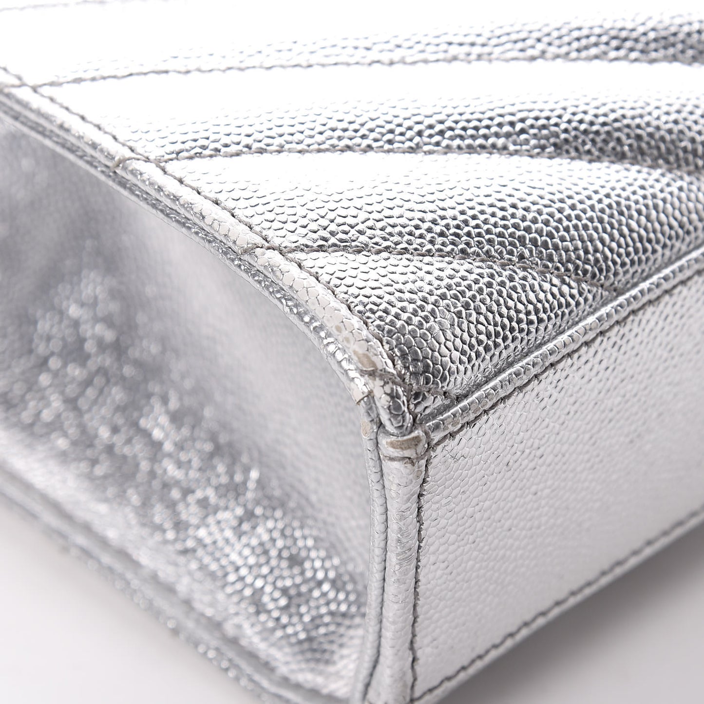 Metallic Grain De Poudre Matelasse Medium Monogram Satchel Silver