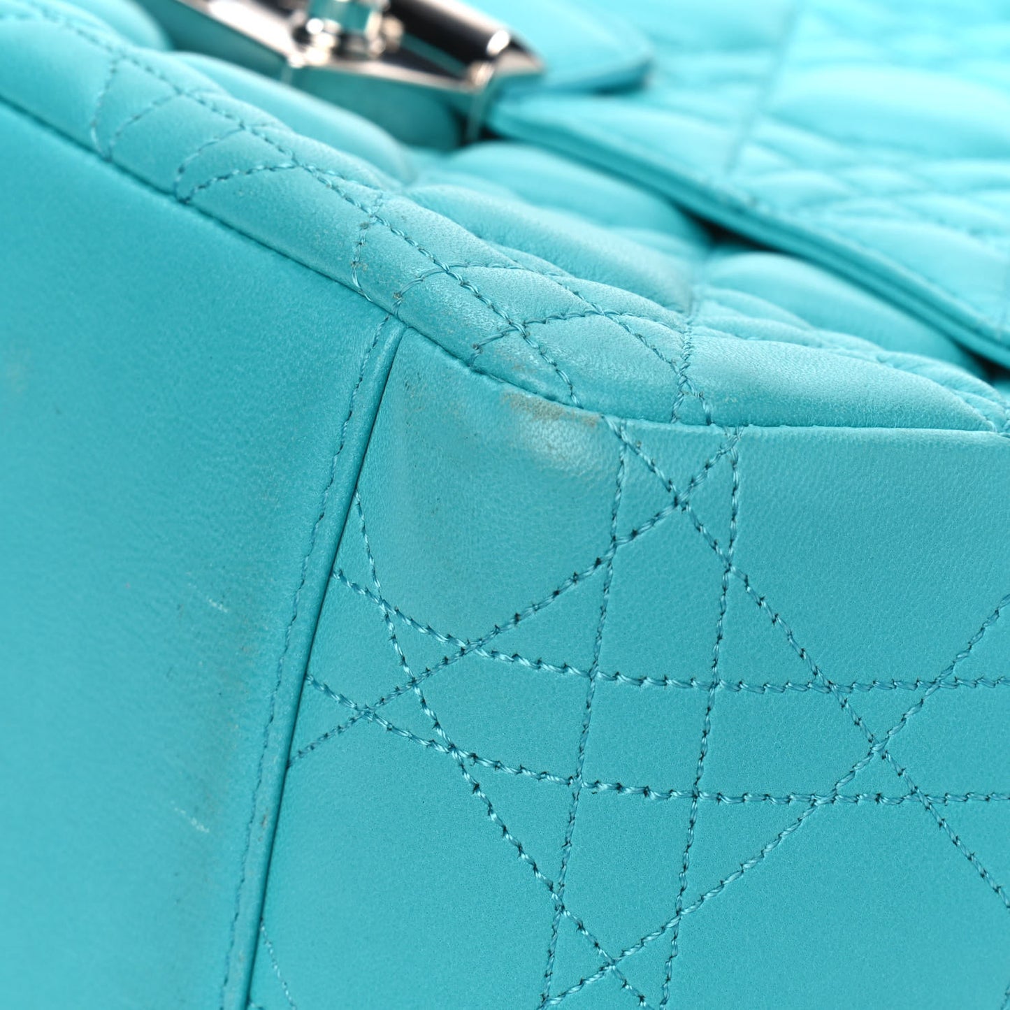 Lambskin Cannage Large Miss Dior Flap Turquoise
