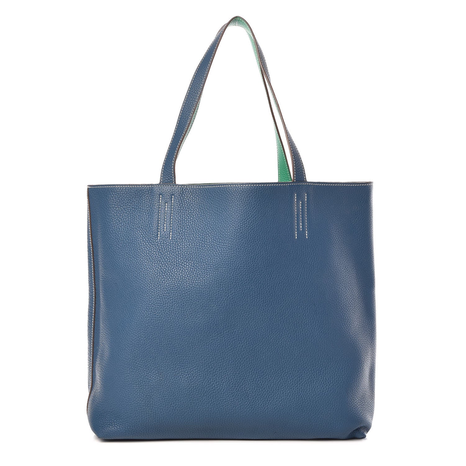 Hermes Taurillon Clemence Double Sens 36 Reversible Tote Menthe Bleu Thalassa 3 of 16