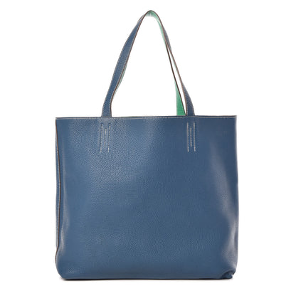 Hermes Taurillon Clemence Double Sens 36 Reversible Tote Menthe Bleu Thalassa 3 of 16