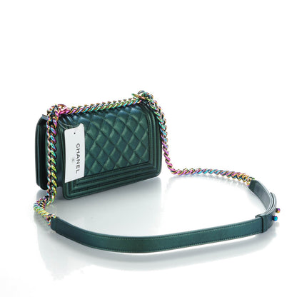 Chanel Iridescent Goatskin Quilted Small Boy Flap Green 3 of 7