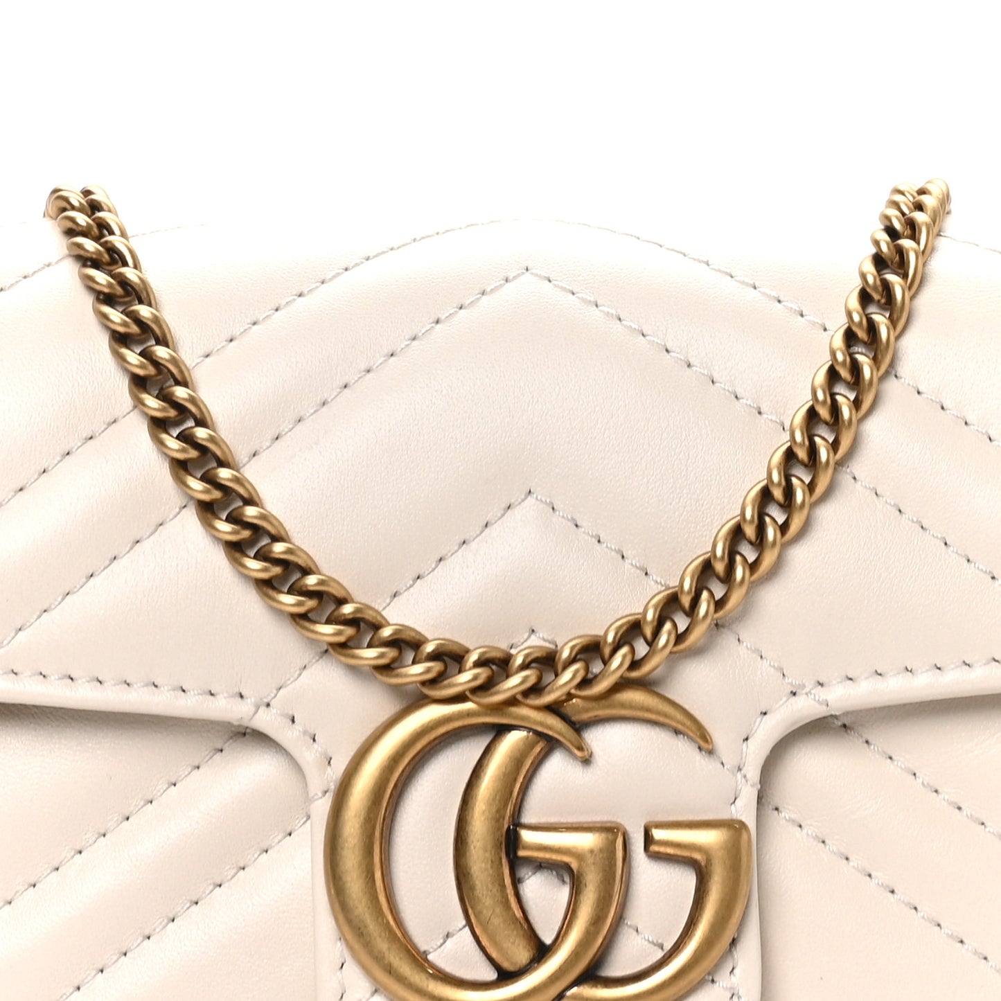 Calfskin Matelasse Super Mini GG Marmont Shoulder Bag White