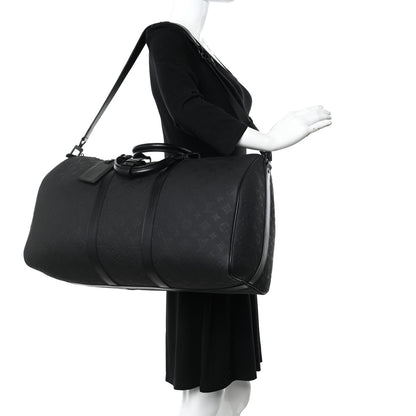 Louis Vuitton Taurillon Monogram Keepall Bandouliere 50 Black 2 of 9