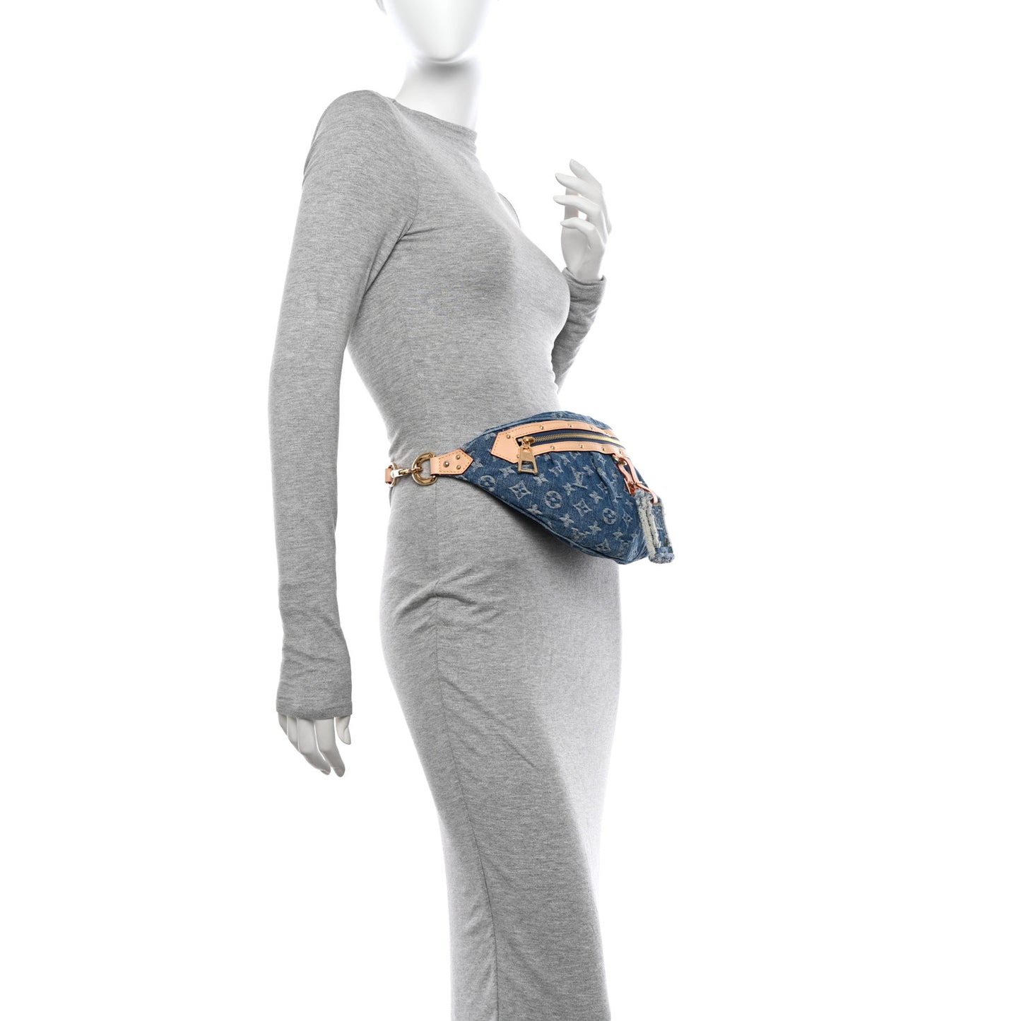 Monogram Denim High Rise Bumbag Blue