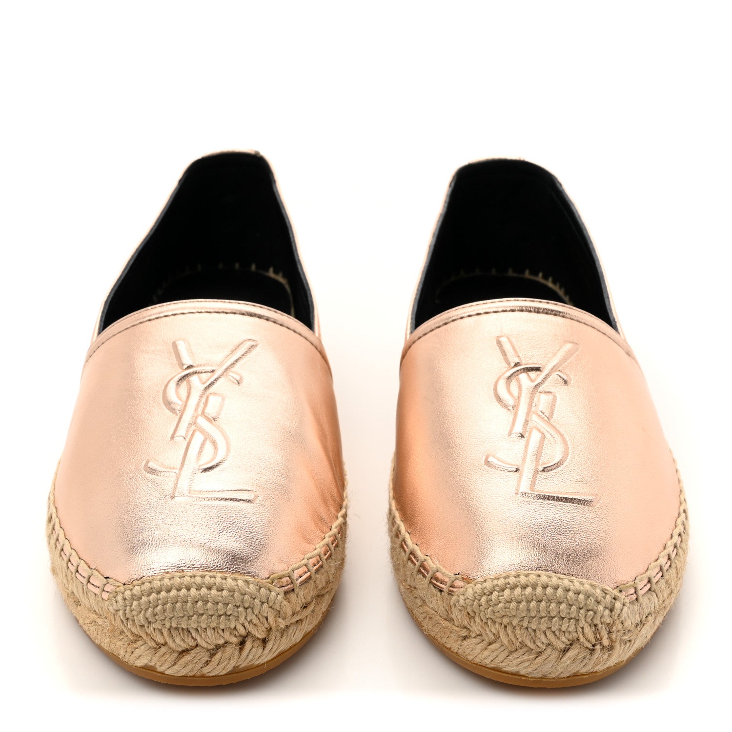 Saint Laurent Metallic Lambskin Monogram Espadrilles 35 Blush 3 of 10