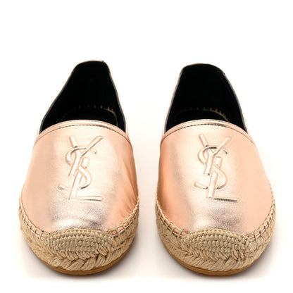 Saint Laurent Metallic Lambskin Monogram Espadrilles 35 Blush 3 of 10