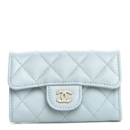 Chanel Caviar Quilted Flap Card Holder Wallet Light Blue 1 of 9