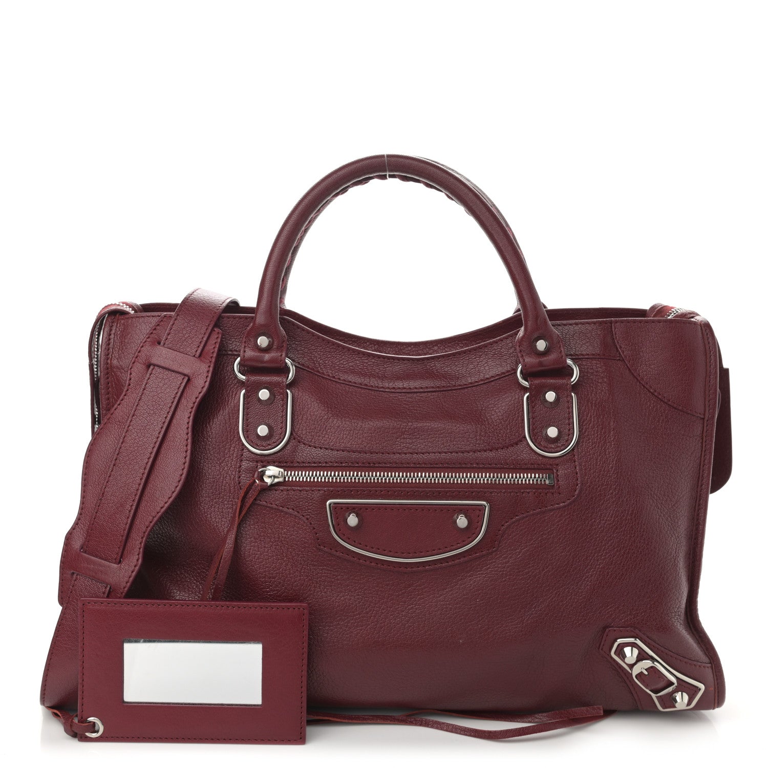 Balenciaga Chevre Silver Metallic Edge Hardware City Rouge Lie De Vin 1 of 12